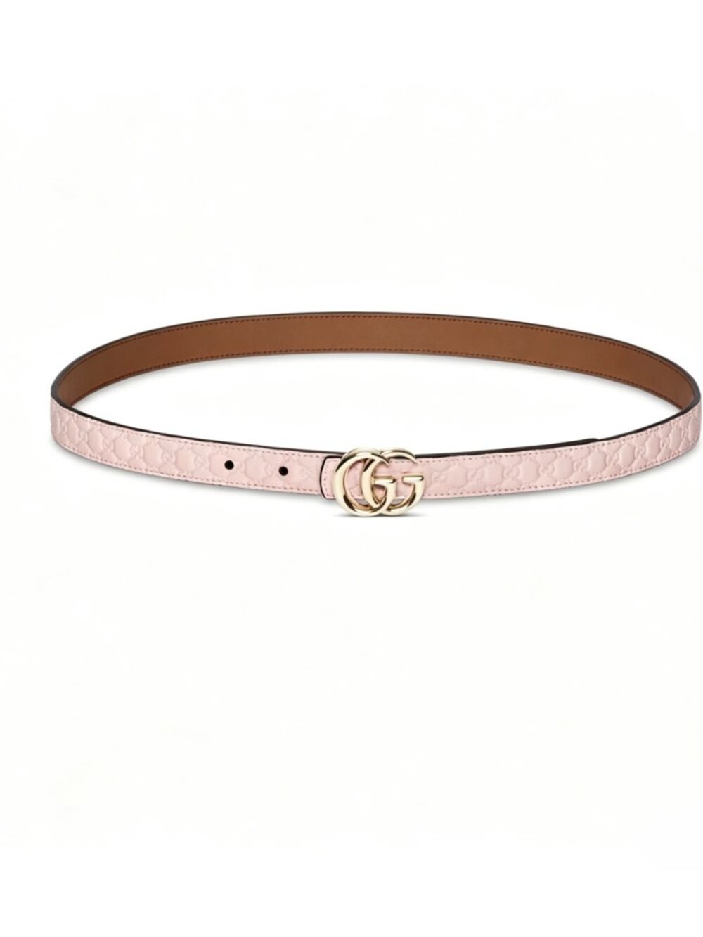 Gucci Women’s GG Marmont Reversible Thin Leather Belt Pink Brown 85cm 847132